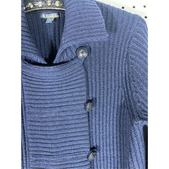 Brooks Brothers full zip cross button ribbed  cardigan wool sweater size M - Picture 6 of 10